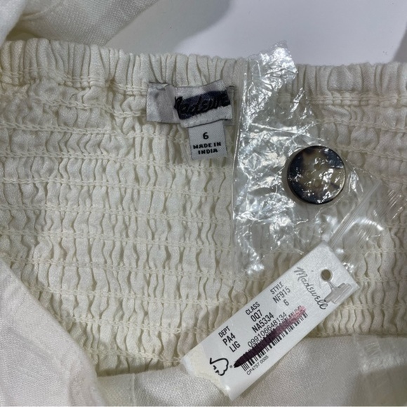 New Madewell Linen Cotton Puff Sleeve Mini Dress Size 6 Ivory - Picture 7 of 10